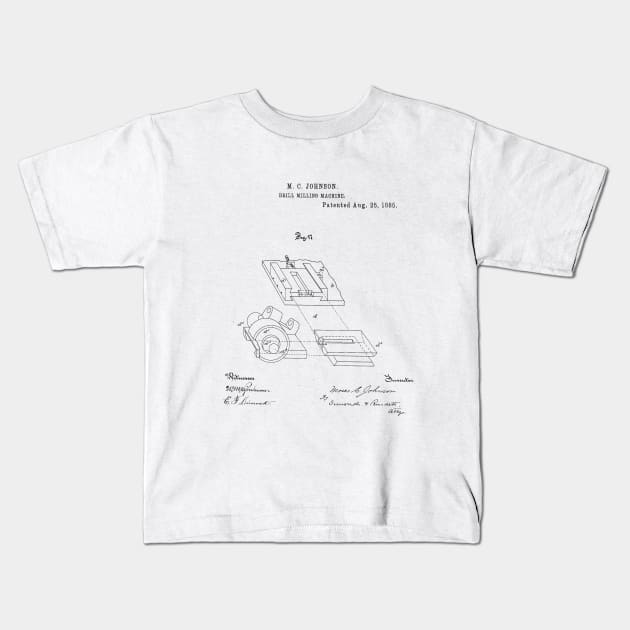 Drill Milling Machine Vintage Patent Hand Drawing Kids T-Shirt by TheYoungDesigns